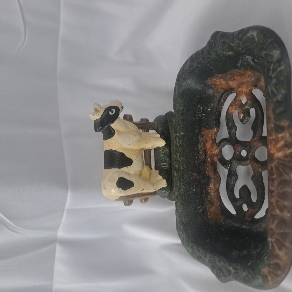 Rustic Black and Brown Cow Doorstop